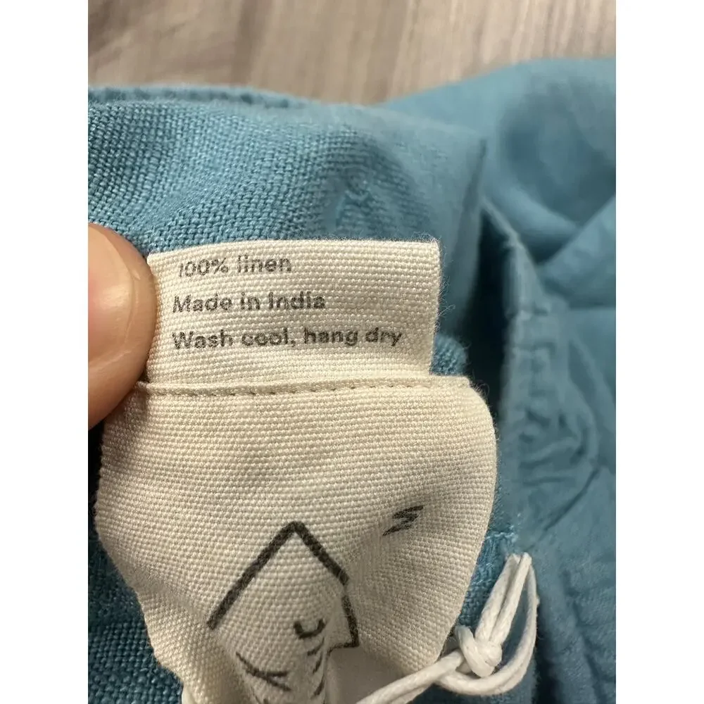 Alex Crane Bo Drawstring Linen Pants Blue — Size Medium
